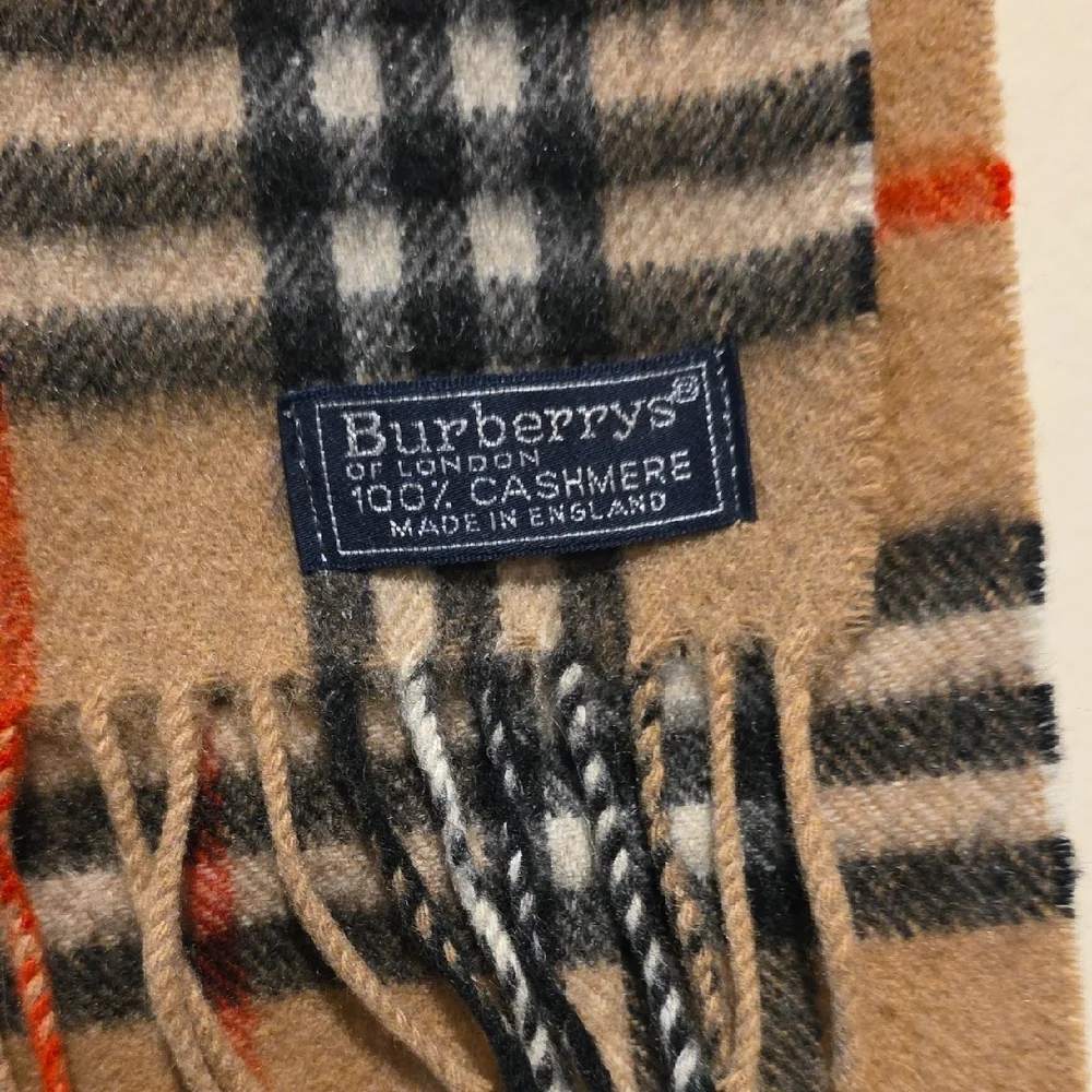 Burberry Tan and Black Plaid Scarf Lambswool Vintage